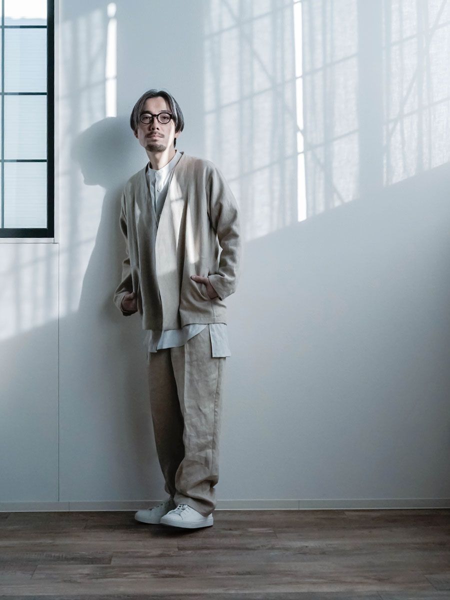 リネンセットアップ】もう考えない。 ノーカラージャケット メンズ