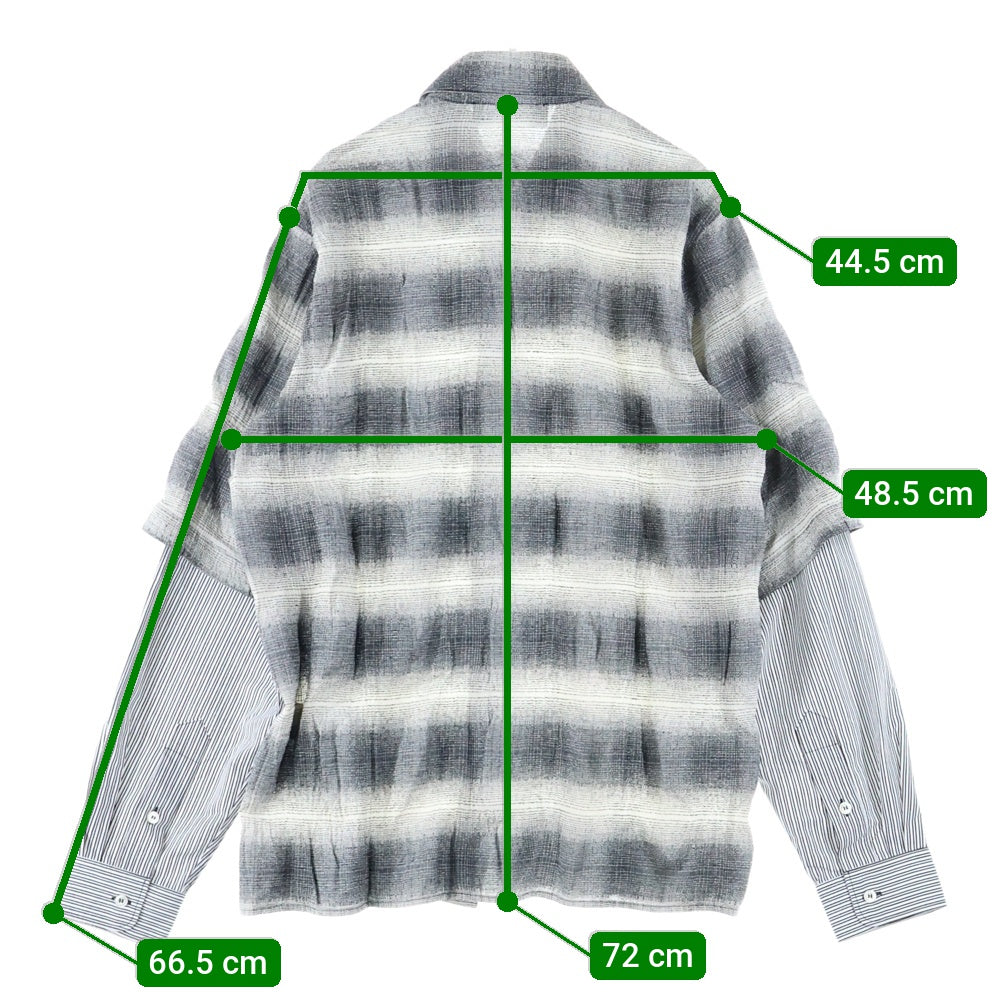 AMIRI(アミリ) チェック柄 レイヤード 長袖シャツ グレー