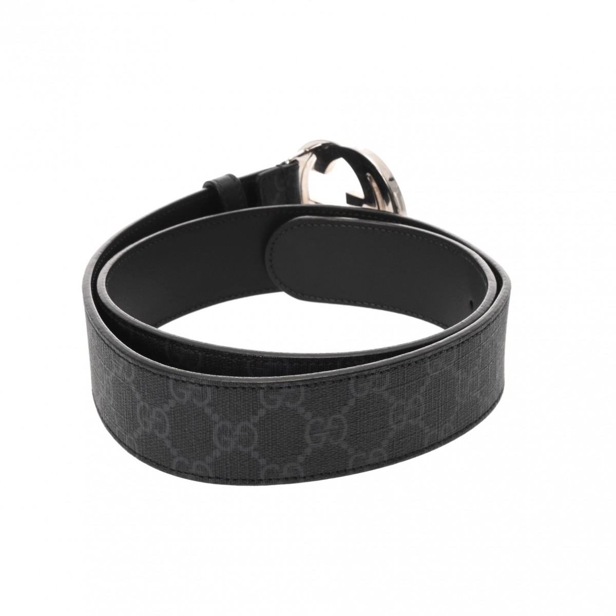 グッチ GGバックル #85 ブラック/シルバー金具 411924 GGスプリーム