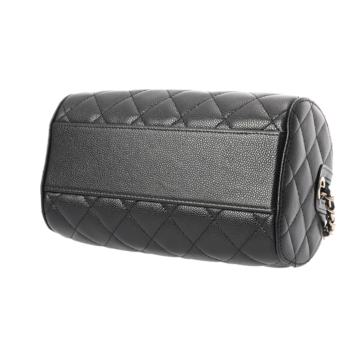 シャネル ミニ ボストンバッグ ブラック グレインドカーフスキン