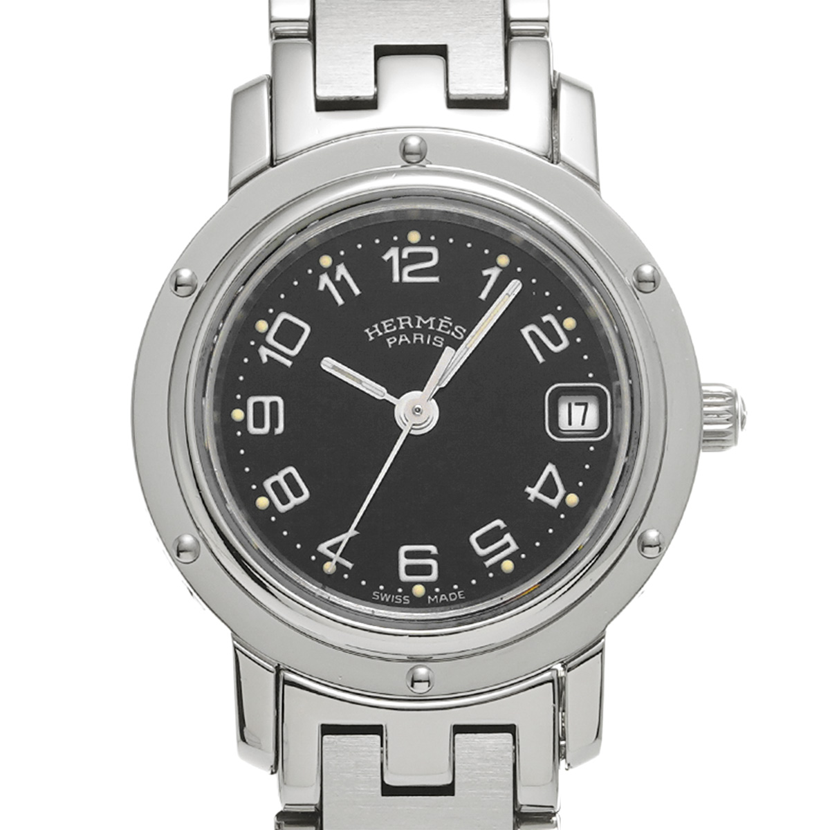 エルメス クリッパー CL4.210 ブラック レディース 時計 【中古
