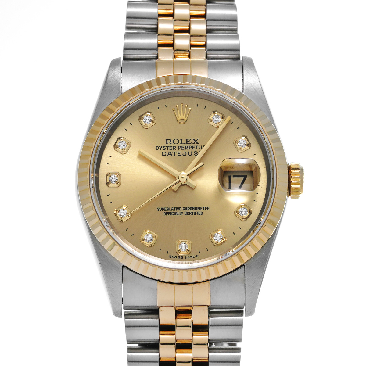 ロレックス デイトジャスト 16233G シャンパン/ダイヤモンド メンズ