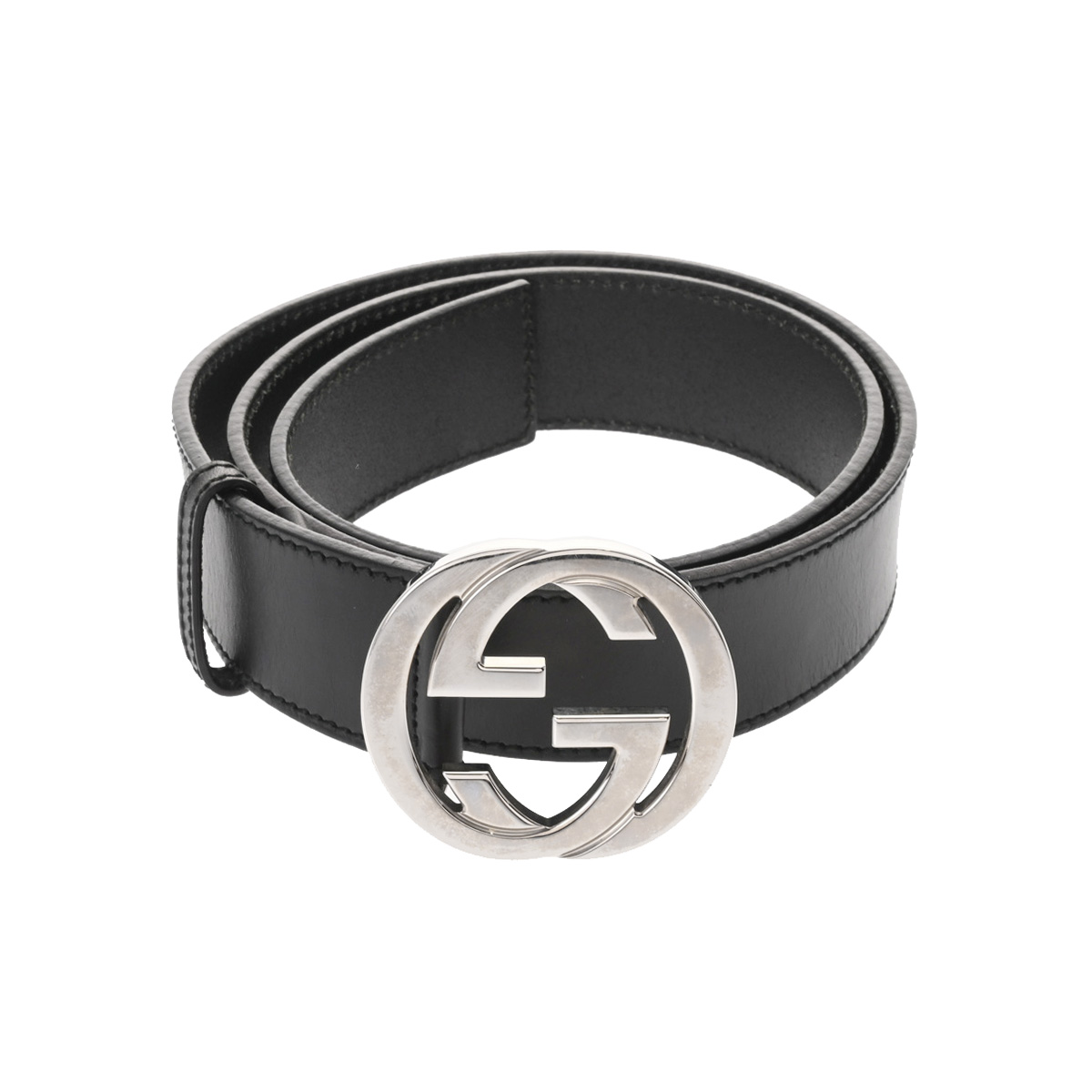 グッチ インターロッキングG #90 ブラック 114984 レザー レディース