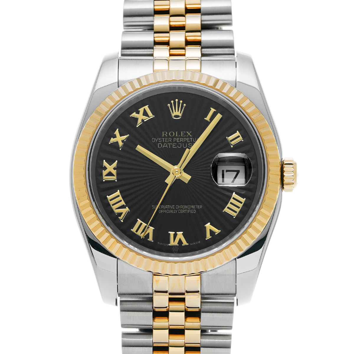 ロレックス デイトジャスト 116233 ブラックサンビーム メンズ 時計