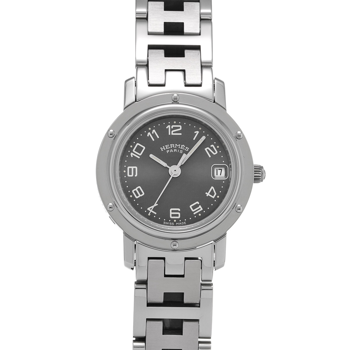 エルメス クリッパー CL4.210 グレー レディース 時計 【中古
