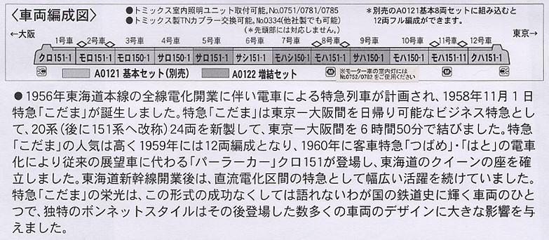 国鉄 151系 特急「こだま」 (増結・4両セット) (鉄道模型) - ホビー