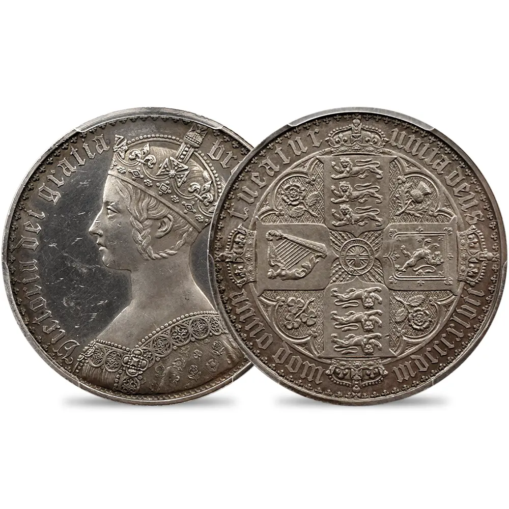 1847 ヴィクトリア女王 ゴチッククラウン銀貨 プレーンエッジ PCGS