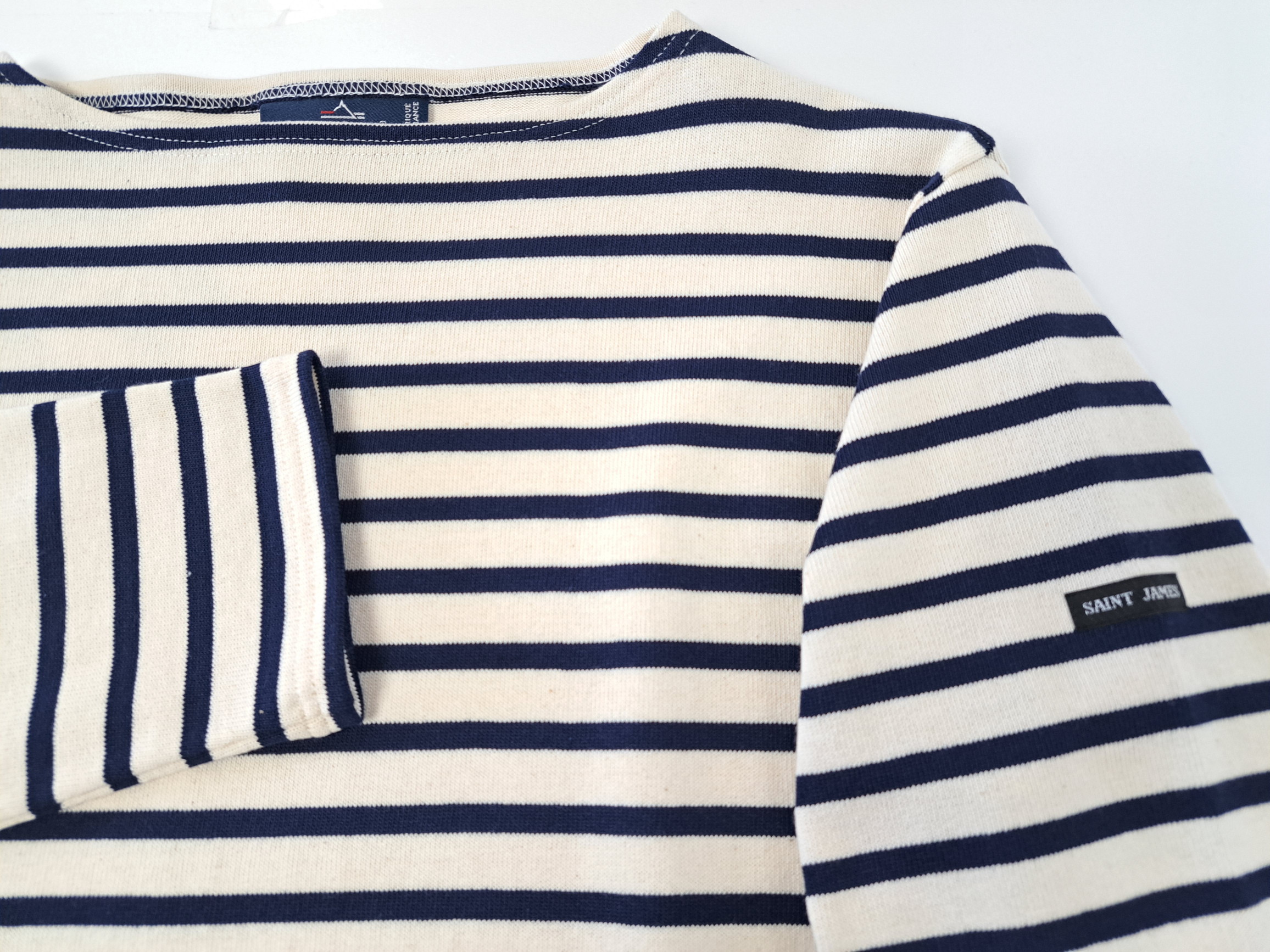 セントジェームス 定番ボーダーバスクシャツ ECRU/MARINE 【CALM GREEN