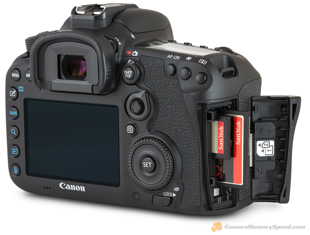 Canon 7D Mark II Fastest SD / CF Card Comparison write speed and