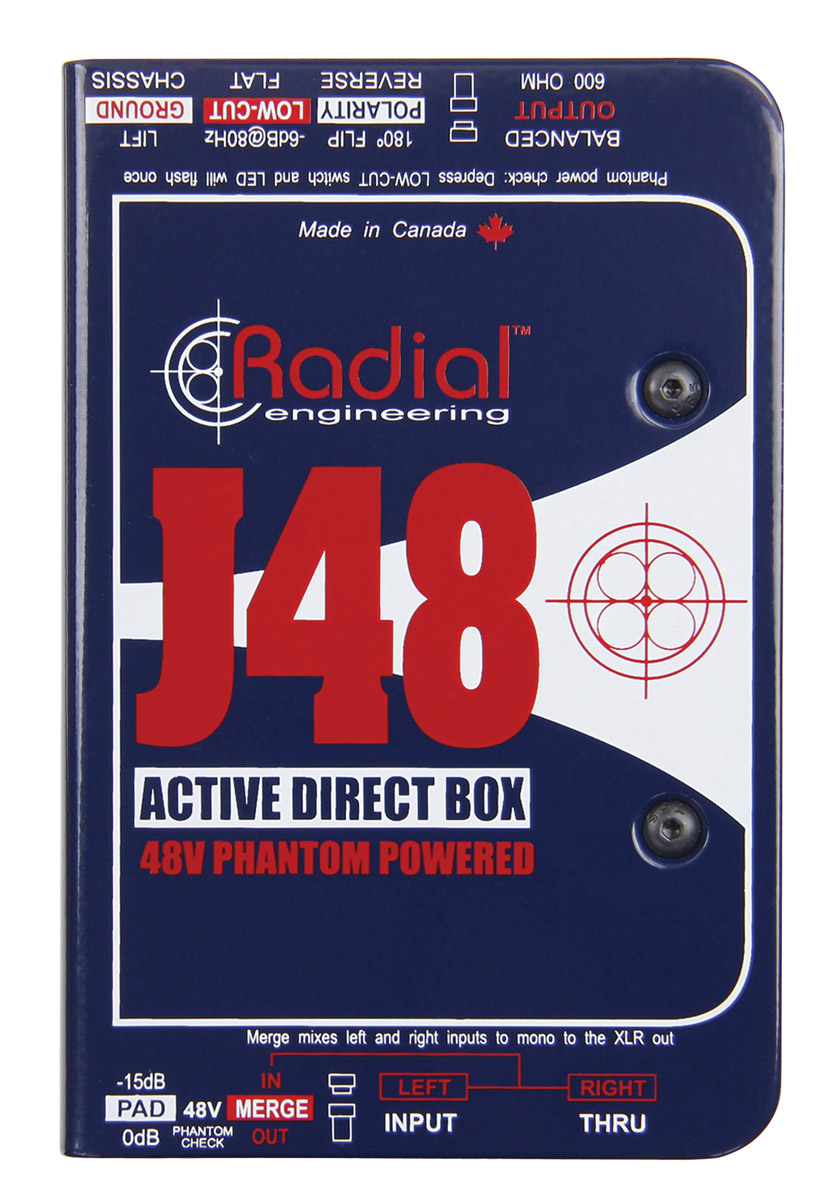RADIAL J48 DI BOX Active, mono, 6.35mm jack input, 6.35mm jack