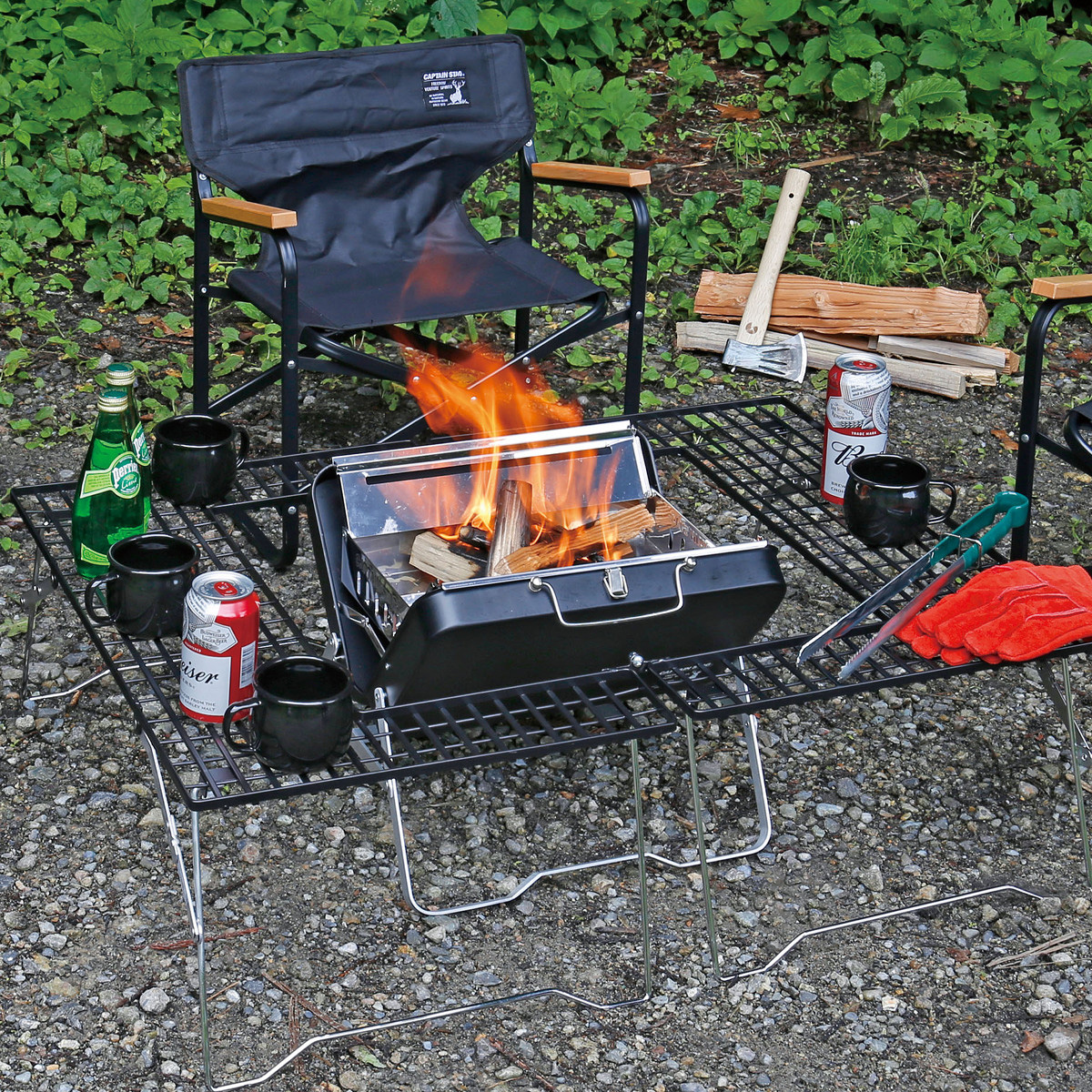 テント・タープ CAPTAIN STAG Fire and Grill Table Set テント