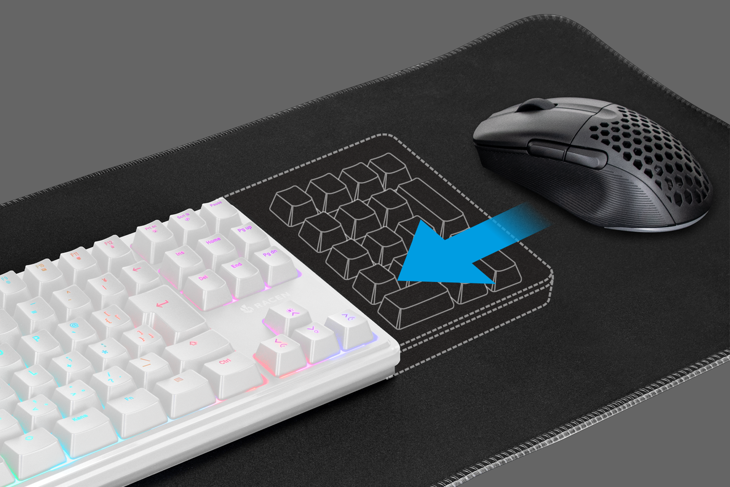 メンブレンゲーミングキーボード TKL ホワイト CRC-GMBKRGB02WT