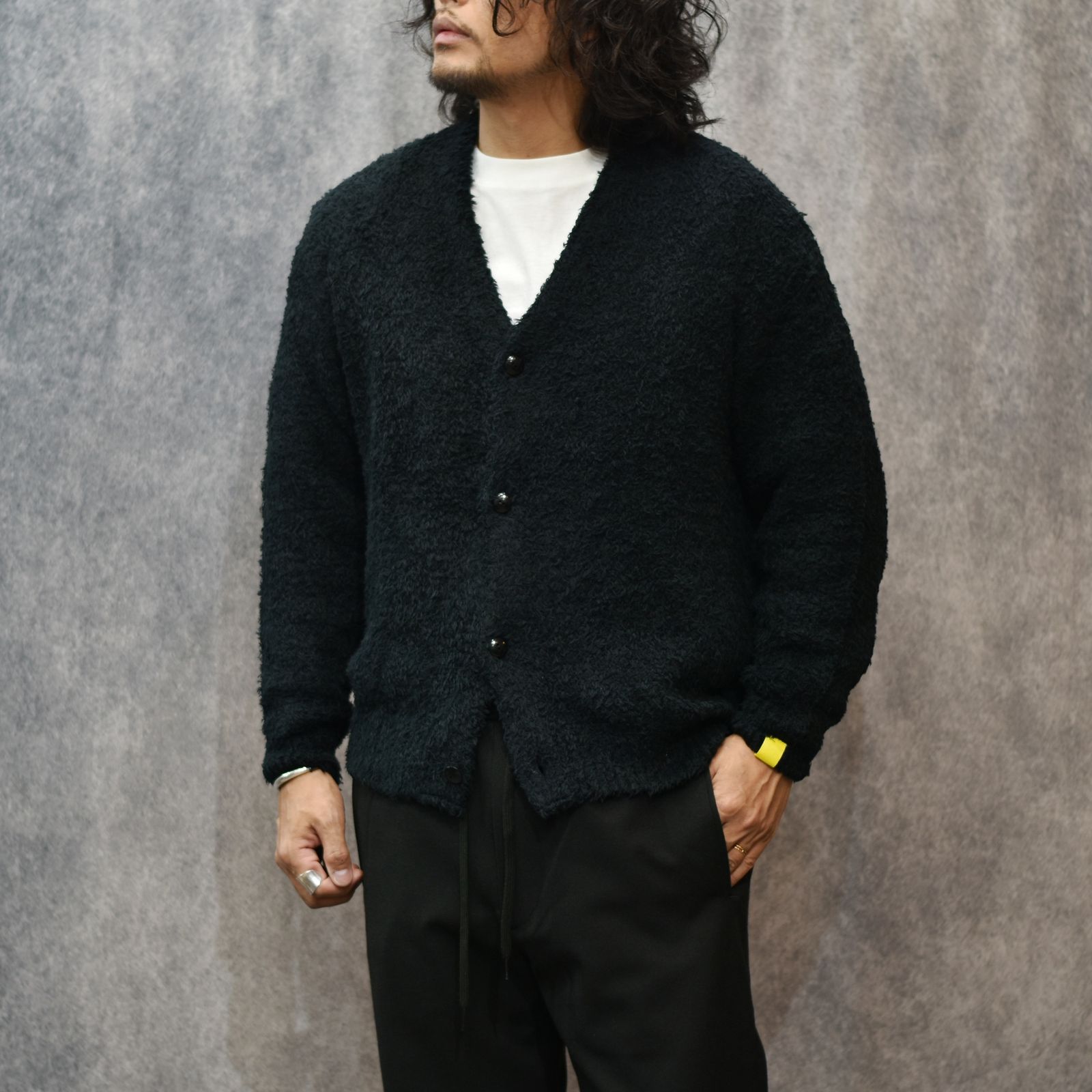 CALEE - × EYYA KNIT C/F CARDIGAN (BLACK)｜× エイヤ コットン