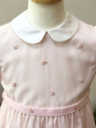 ファミリア ベビーピンクストライプ柄の半袖ワンピース 110 / ブランド