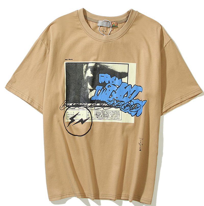 TRAVIS SCOTT CACTUS JACK KAWS lightning joint round neck short