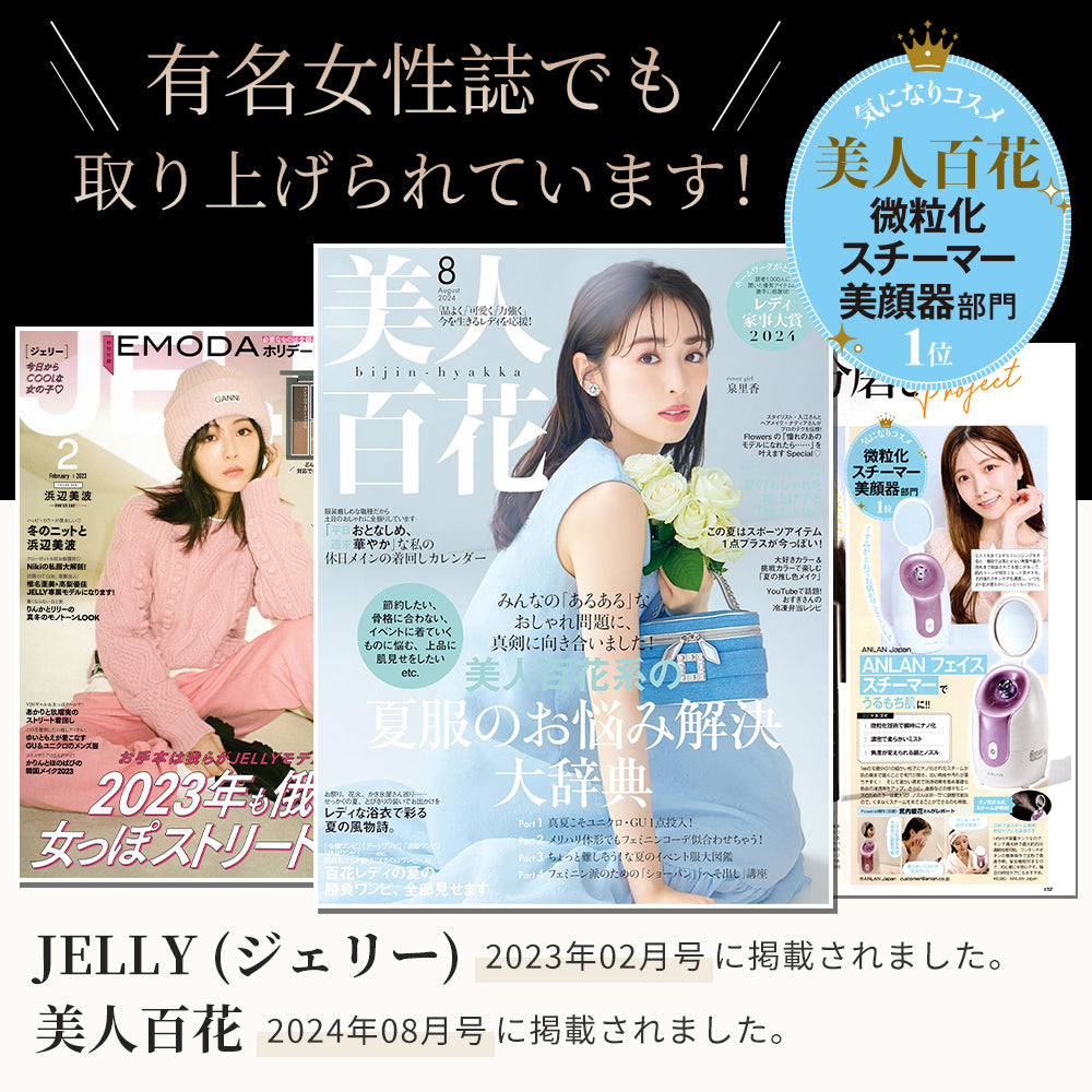 ANLAN スチーマー美顔器 フェイススチーマー 潤い 温熱ケア ノズル調節