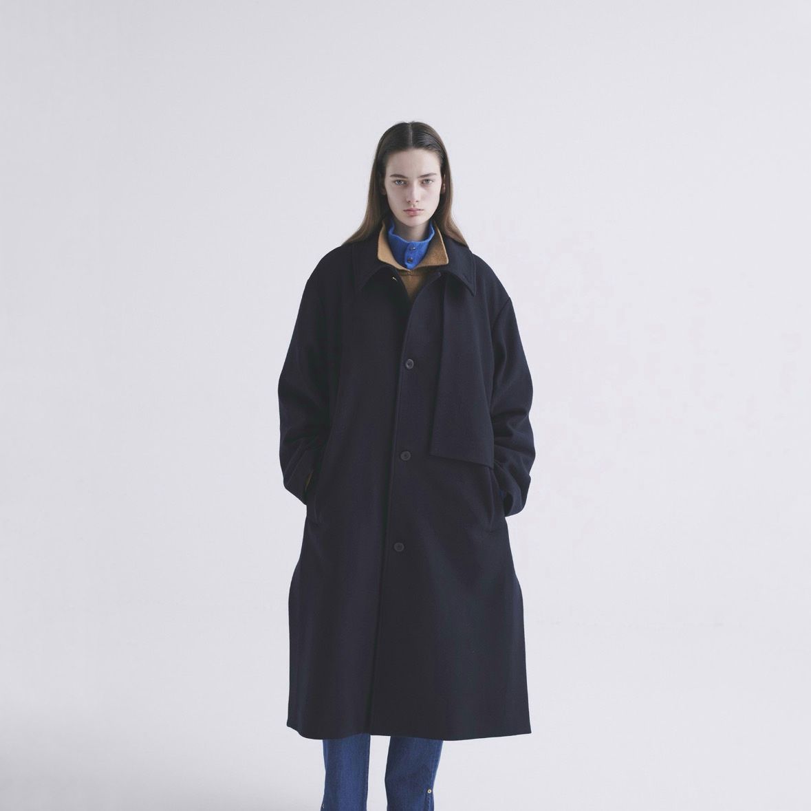 CULLNI - 【残り一点】Lamb Wool Melton Layered Long Coat | ACRMTSM