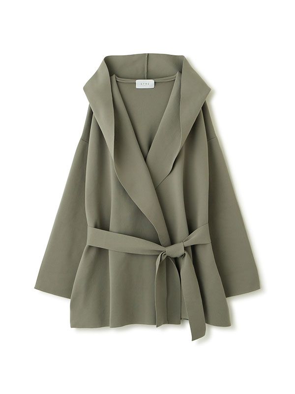 ETRE TOKYO - ダブルフェイスニットフーディーコート - KHAKI | ADDICT