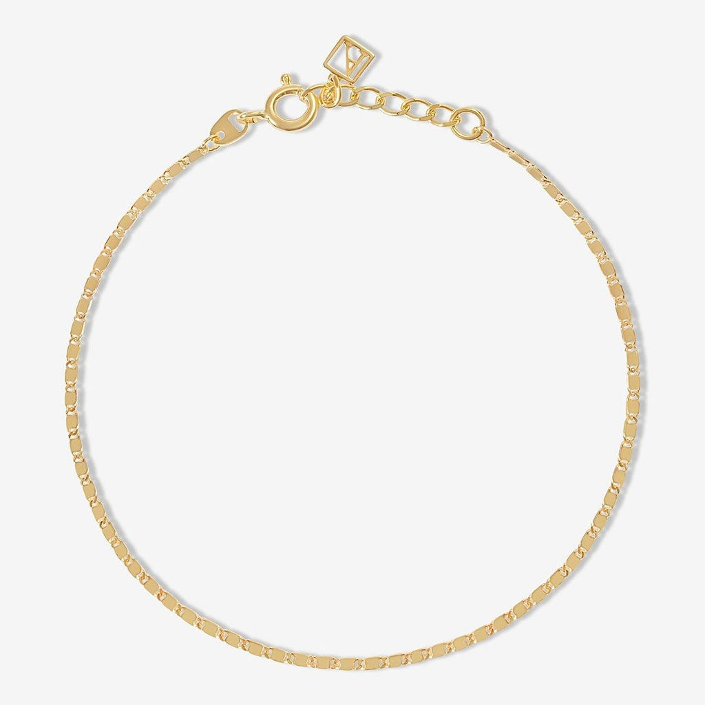Solid 14K Gold Brooks Flat Link Chain Bracelet | Fine Jewelry