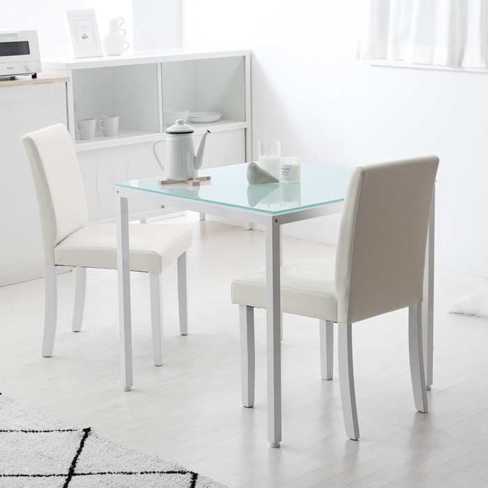 2人用 ガラストップダイニング3点セット【スリムチェアタイプ】 | 家具