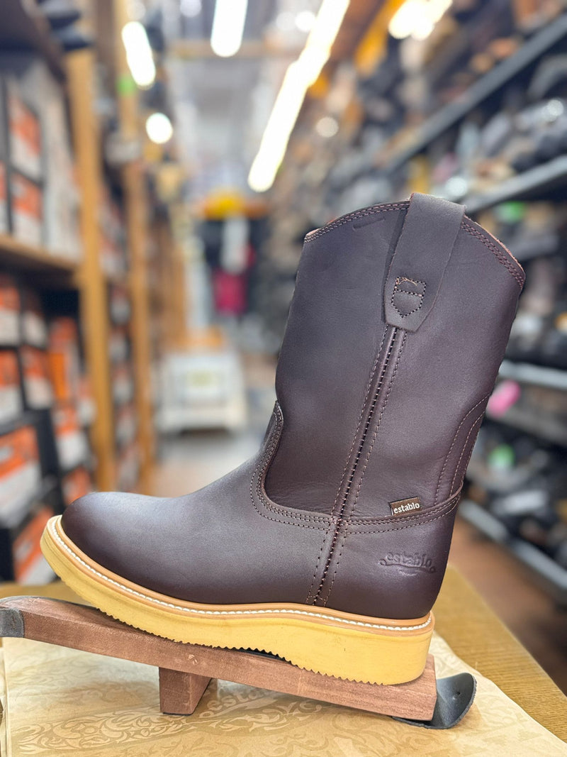 ESTABLO Men's Round Soft Toe Work Boot, Shedron – Ak'kin Footwear