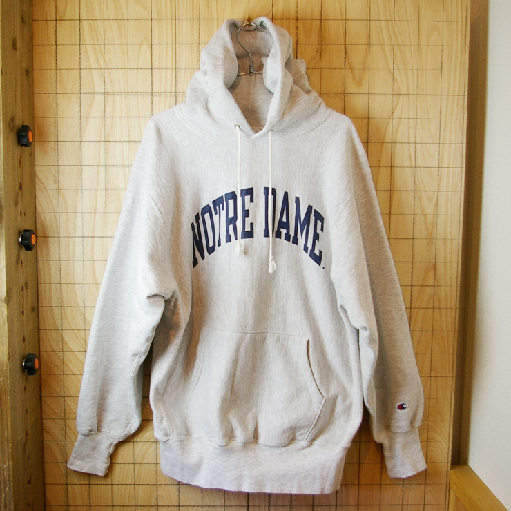 Champion】リバースウィーブ古着刺繍タグ霜降り杢グレー(灰)NOTRE-DAME