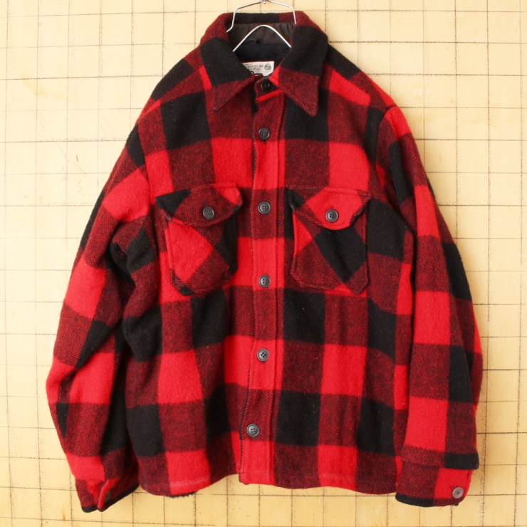 70s 80s USA Woolrich ウールリッチ ウール ジャケット メンズL レッド