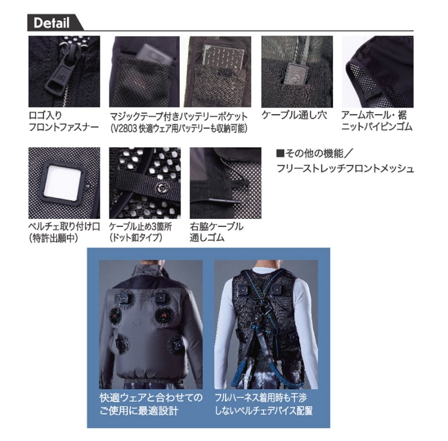 冬も夏も使える冷暖ペルチェベストPV555｜村上被服 HOOH ペルチェ素子