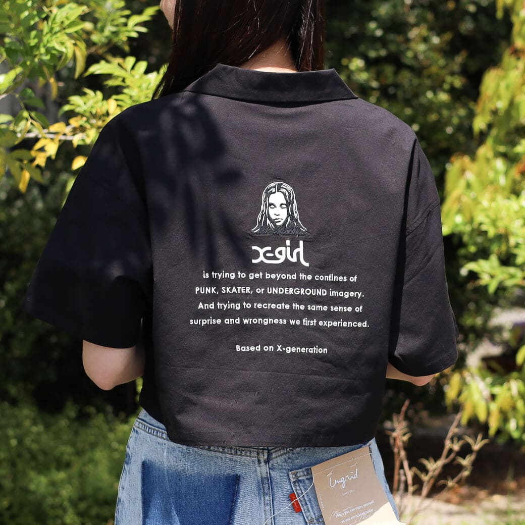 X-girl エックスガール オープン カラー クロップド シャツ｜BORN FREE