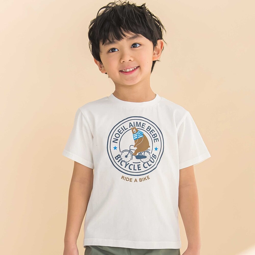 サイクリングクマ天竺半袖シャツ(80~130cm)(80cm ホワイト): トップス