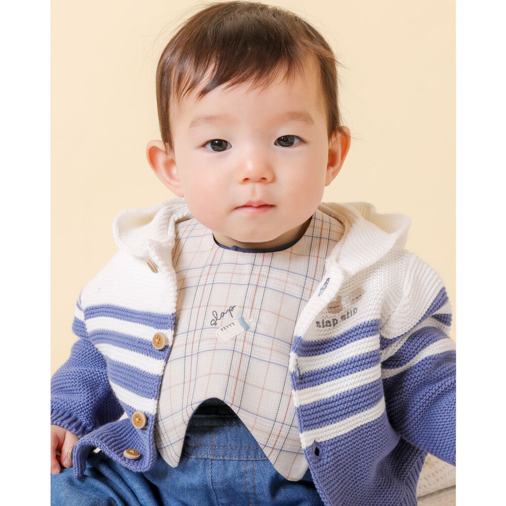 クマ 立体 耳 付 ニット カーディガン ベビー (70~80cm)(ﾜﾝｻｲｽﾞ