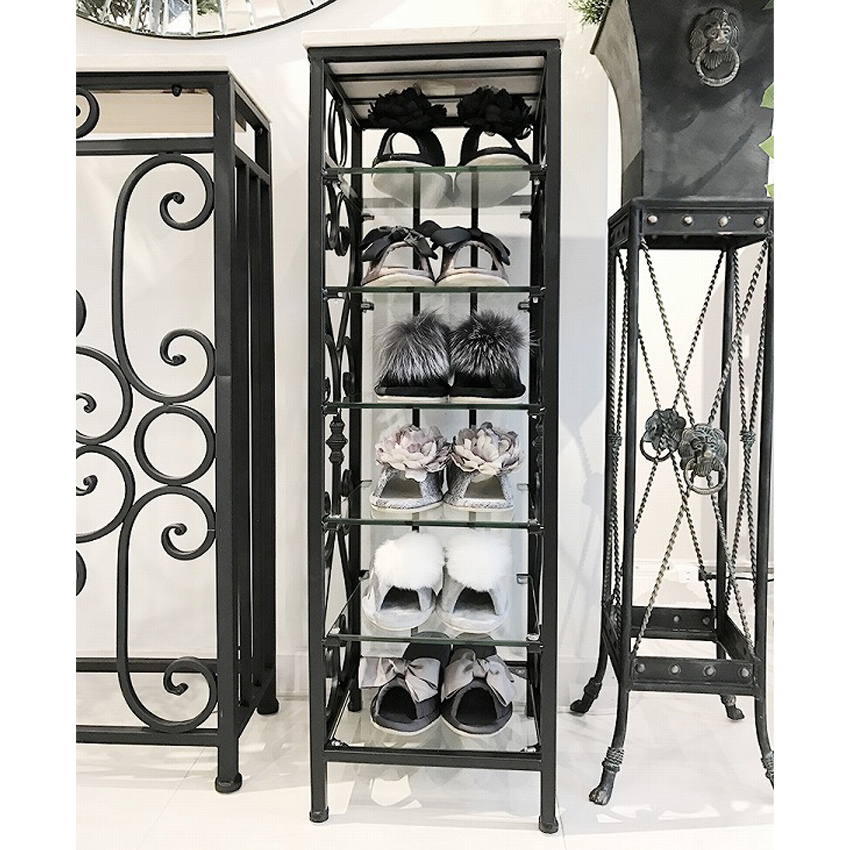 9％OFF／ アンティーク調 天板大理石 スリッパラック 【送料無料