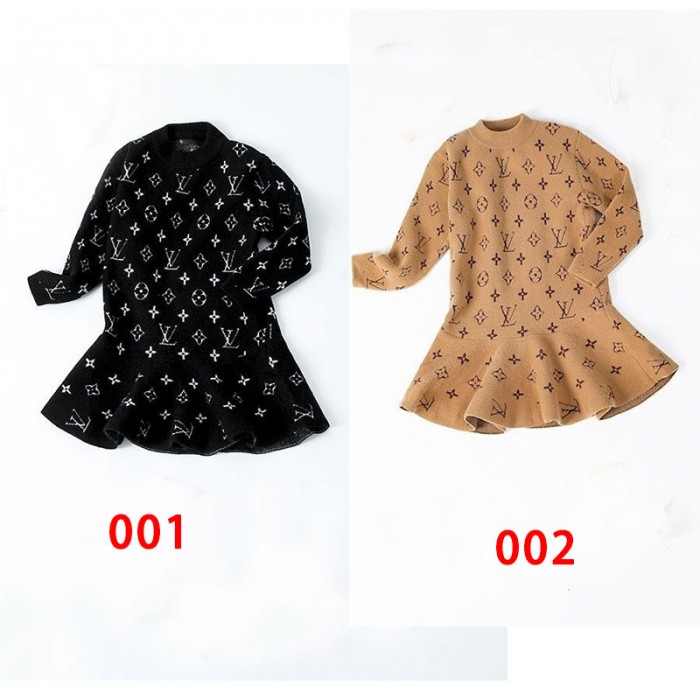 ルイヴィトン ベビー服 女の子 キッズ 長袖 ワンピース ハイブランド
