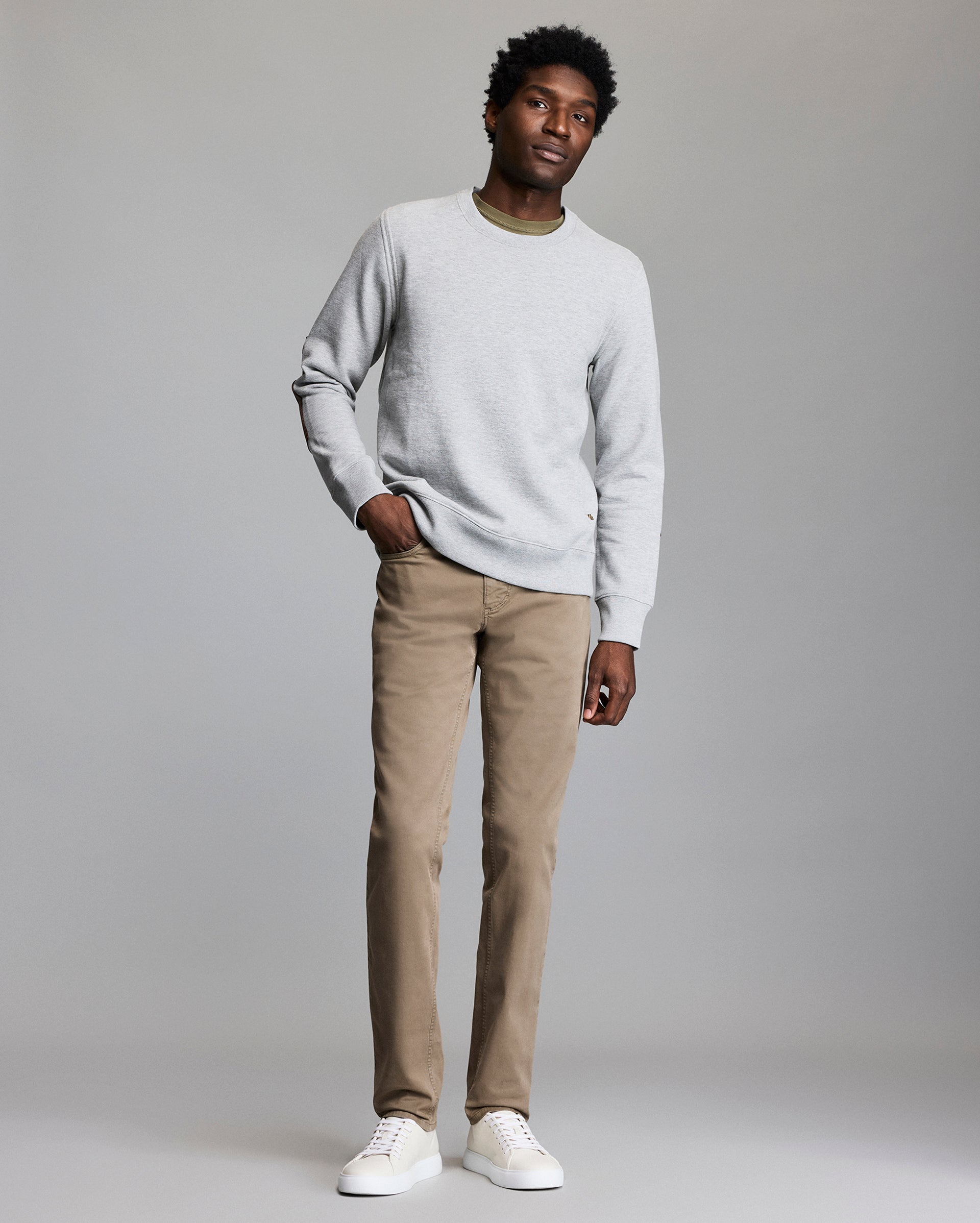 Dover Sweatshirt with Leather Elbow Patches | Billy Reid