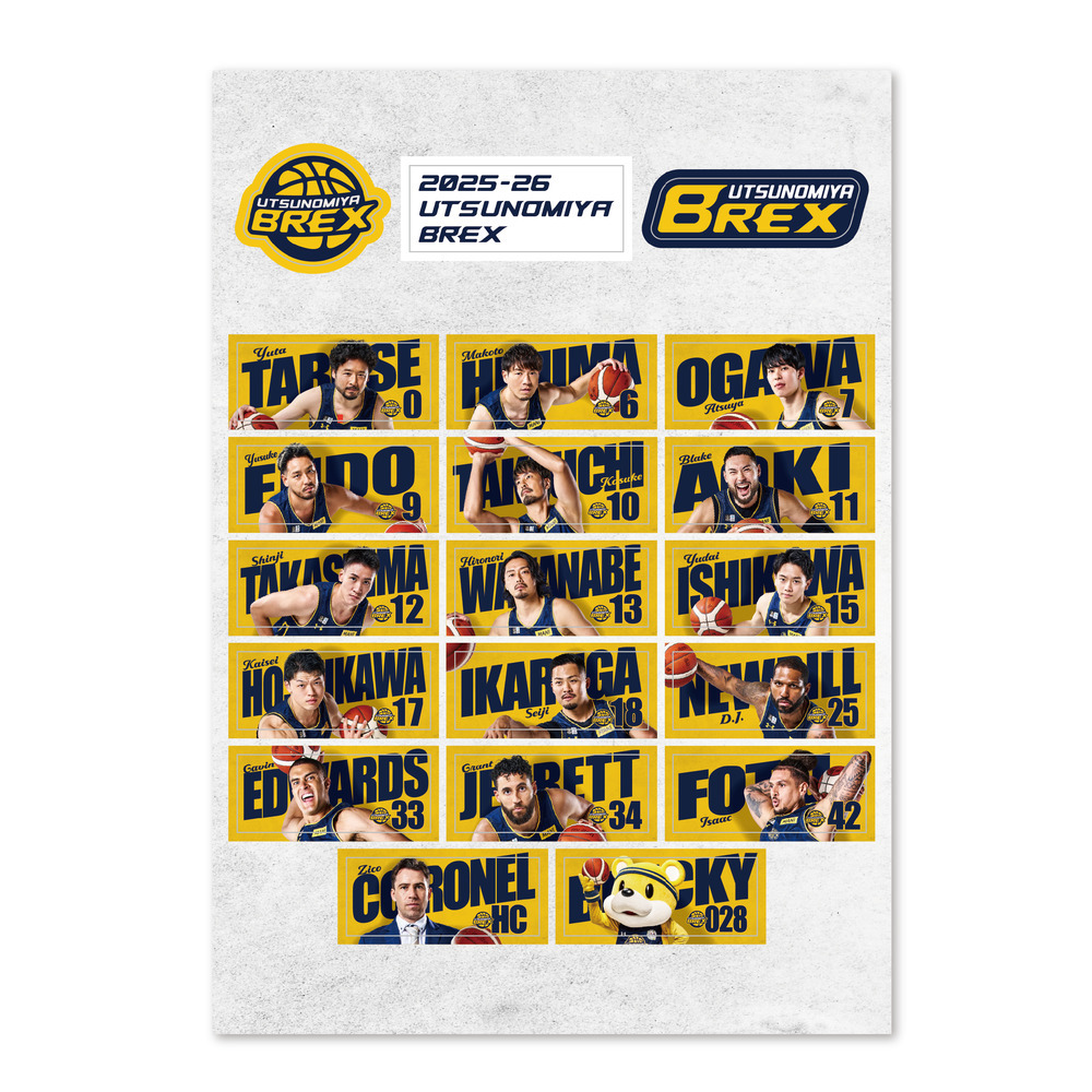 2025-26 選手タオルデザイン バラエティーステッカー｜宇都宮