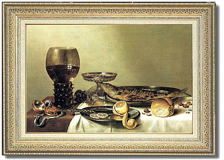 ワイングラスと懐中時計のある静物 ヘーダ 絵画販売 複製画