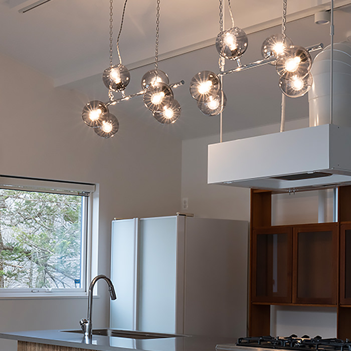 BIARRITZ-GLAY 6灯ペンダントライト・グレーガラス｜シルバー｜照明の