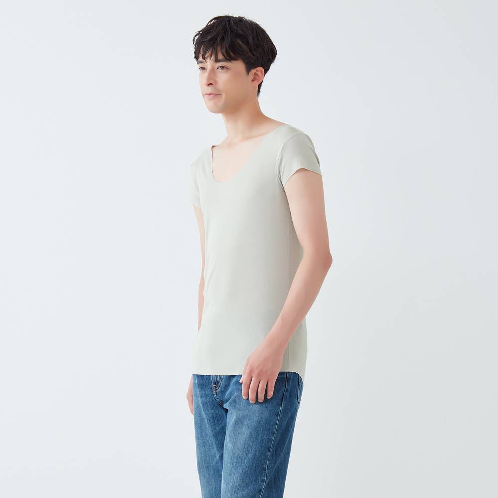 Tシャツ専用(ゆったりタイプ)】汗取りパッド付きボートネックシャツ