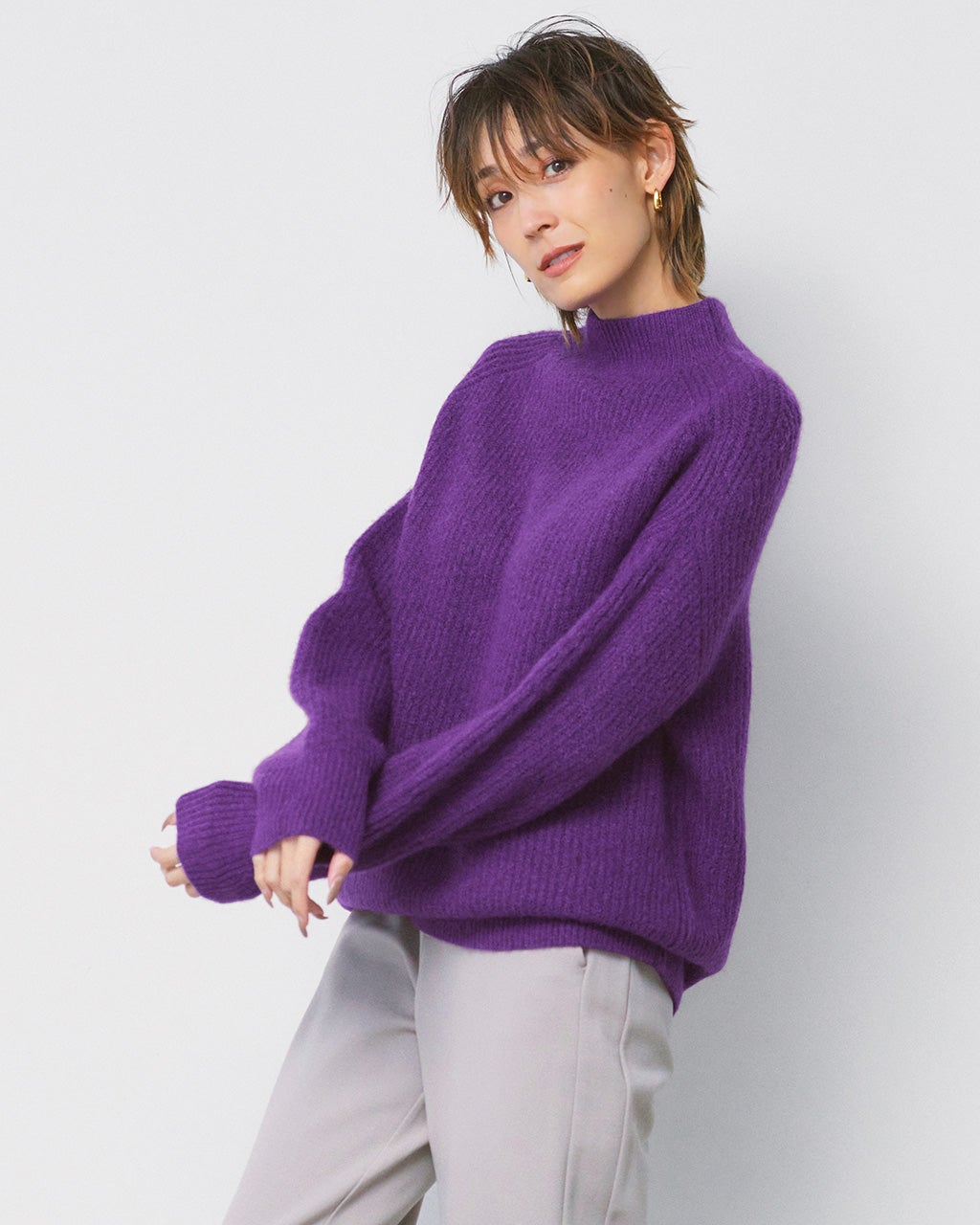 ウール混フラッフィー・ハイネックセーター/DoCLASSE