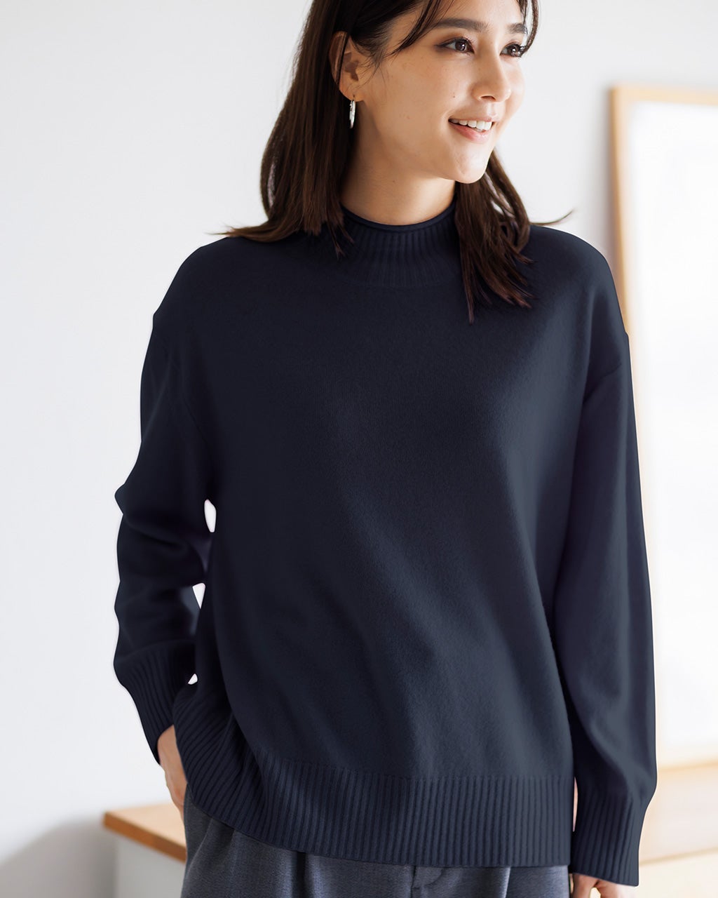 ウールカシミヤ・ロールハイネックニット/DoCLASSE