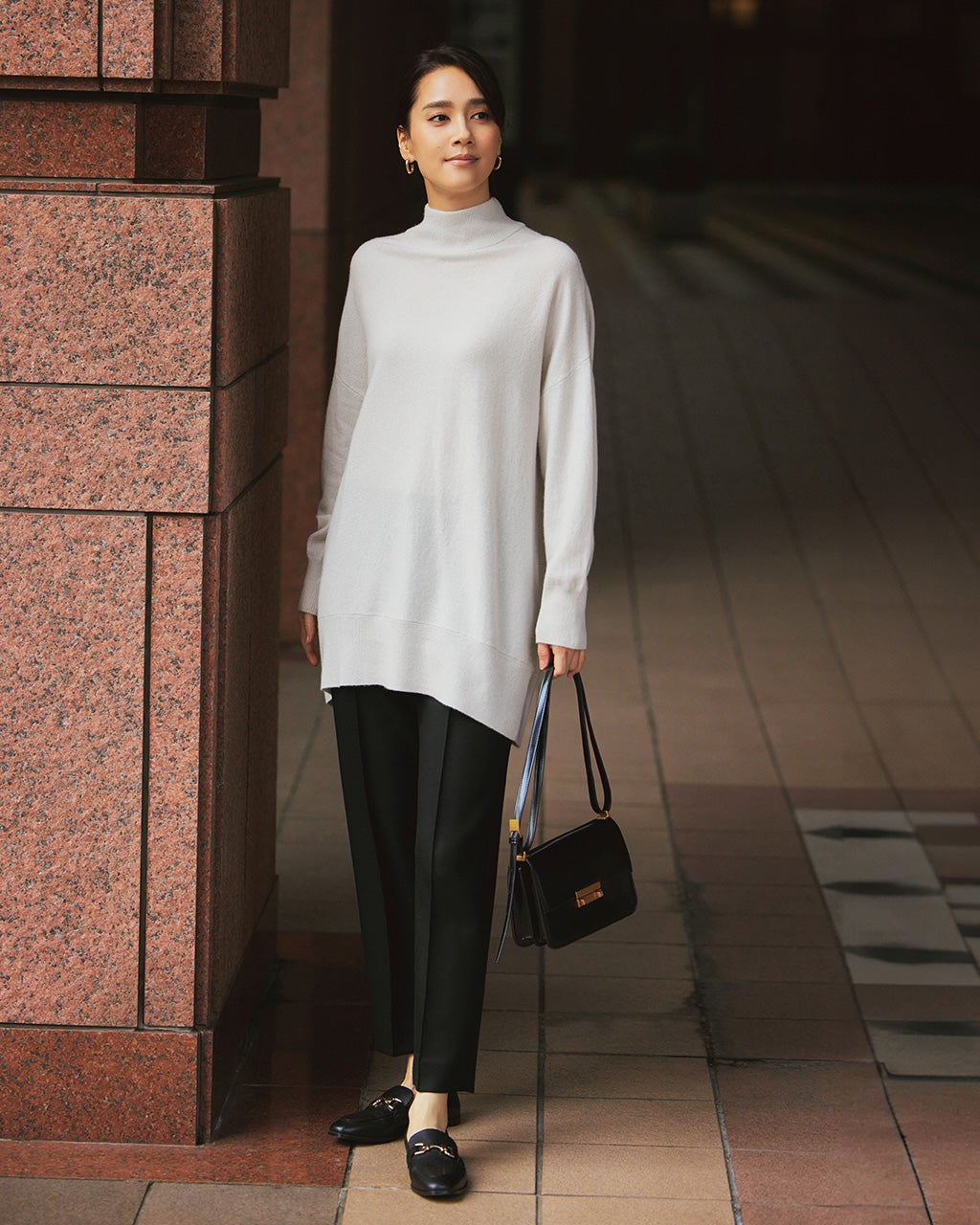 ウールカシミヤ・ハイネックチュニック/DoCLASSE