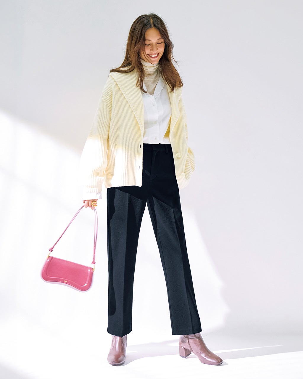 片畦編み・ショールカラーカーディガン/DoCLASSE