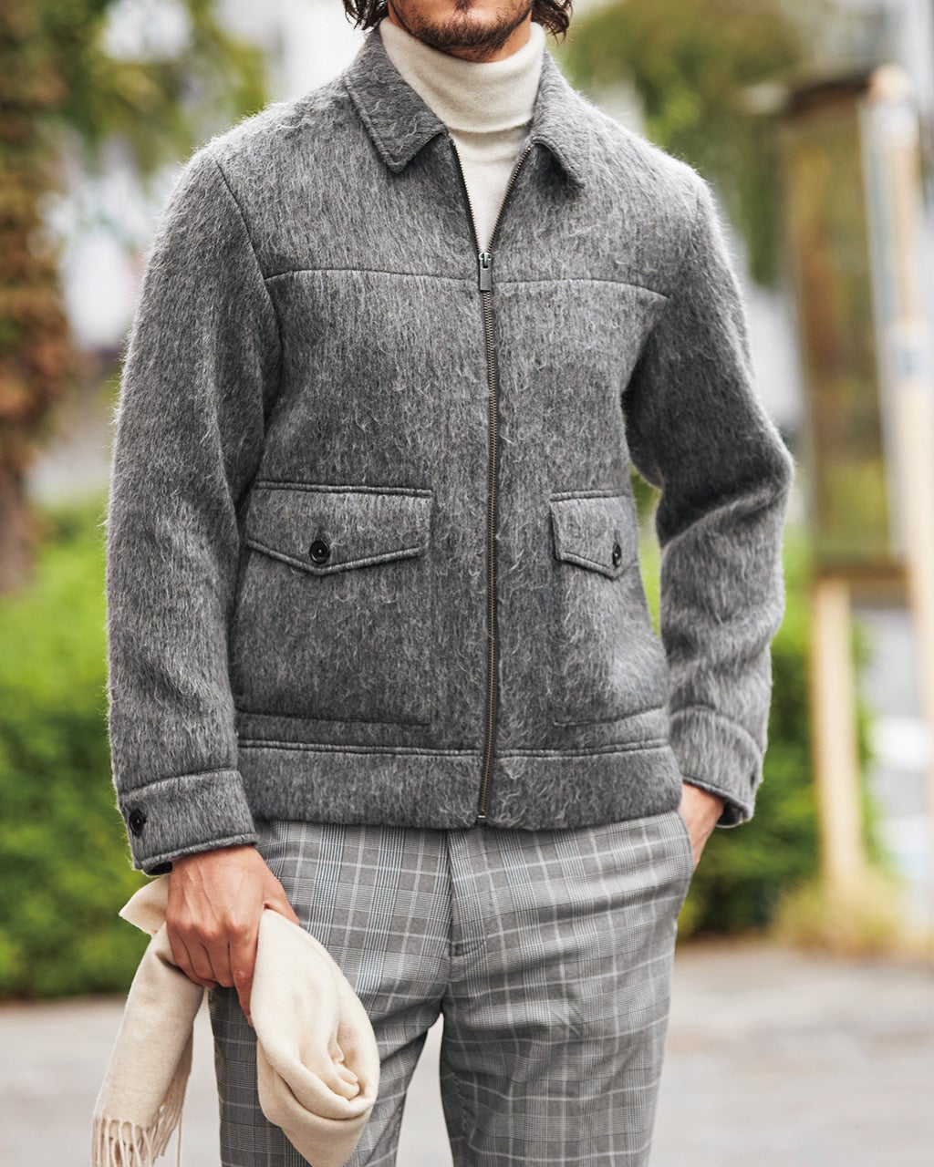 エコラーナウールシャギー ハリントンジャケット/DoCLASSE