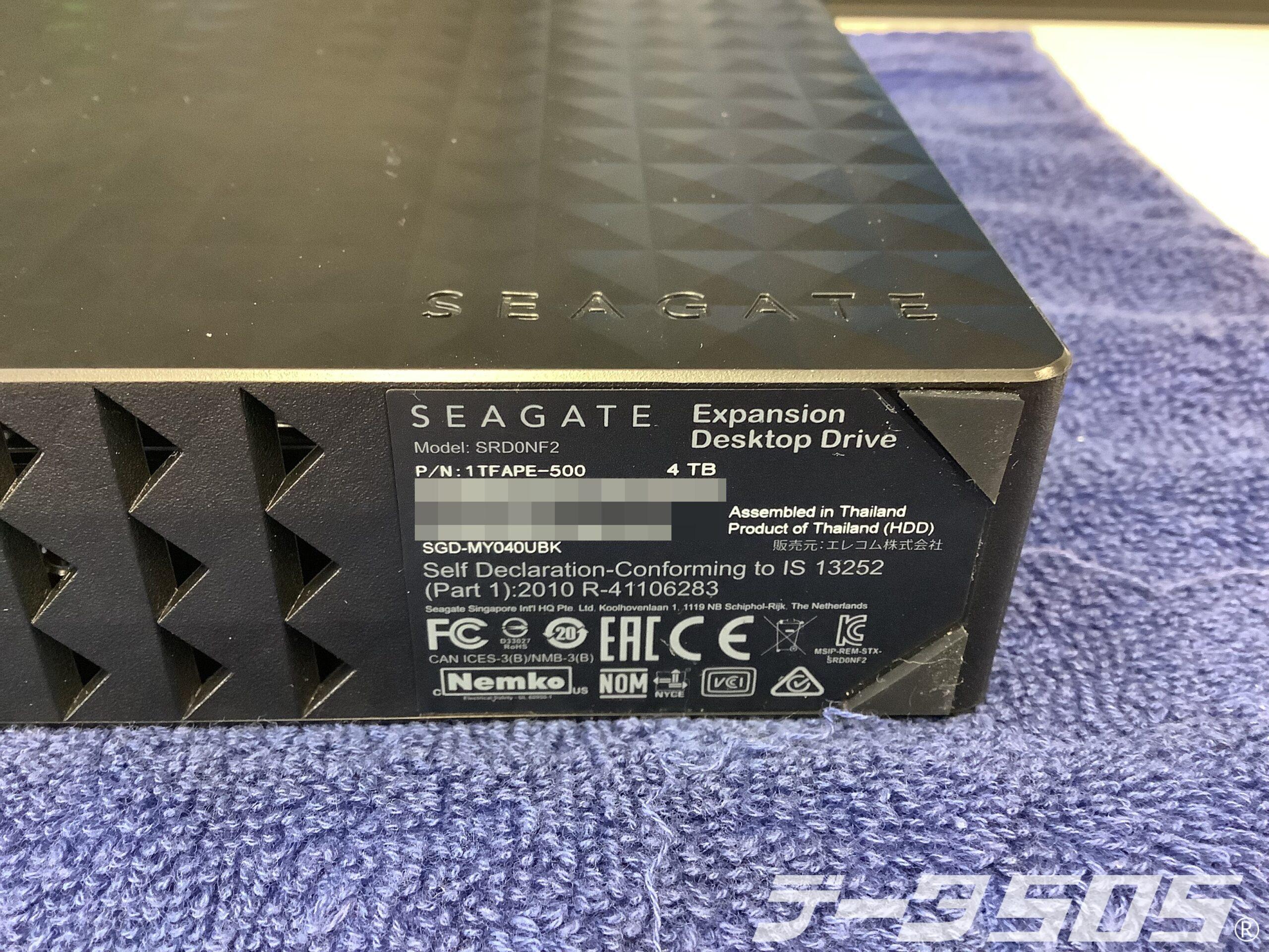 Seagate Expansion Desktop Drive SRD0NF2 SGD-MY040UBK 4TB 認識