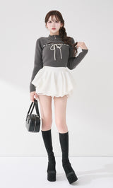 ステッチリボンオープンニットトップス – Darich (ダーリッチ)