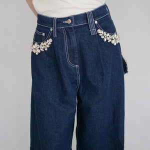 SIMONE ROCHA WIDE LEG PUDDLE JEANS W/ TURBO EMB – dim at noon