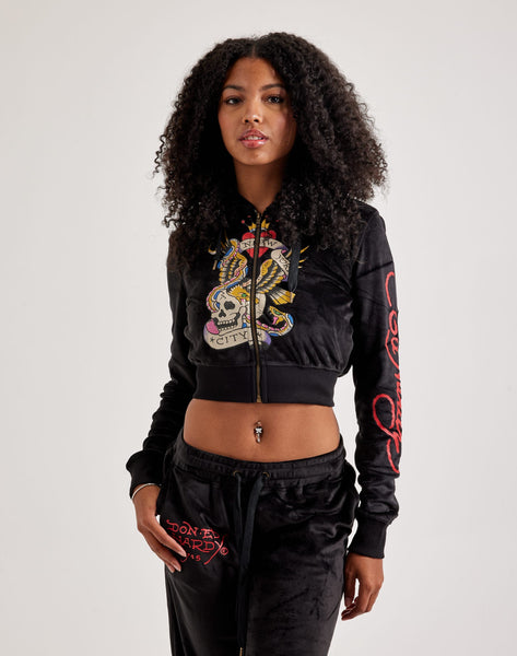 Ed Hardy NYC Skull Full-Zip Velour Hoodie – DTLR