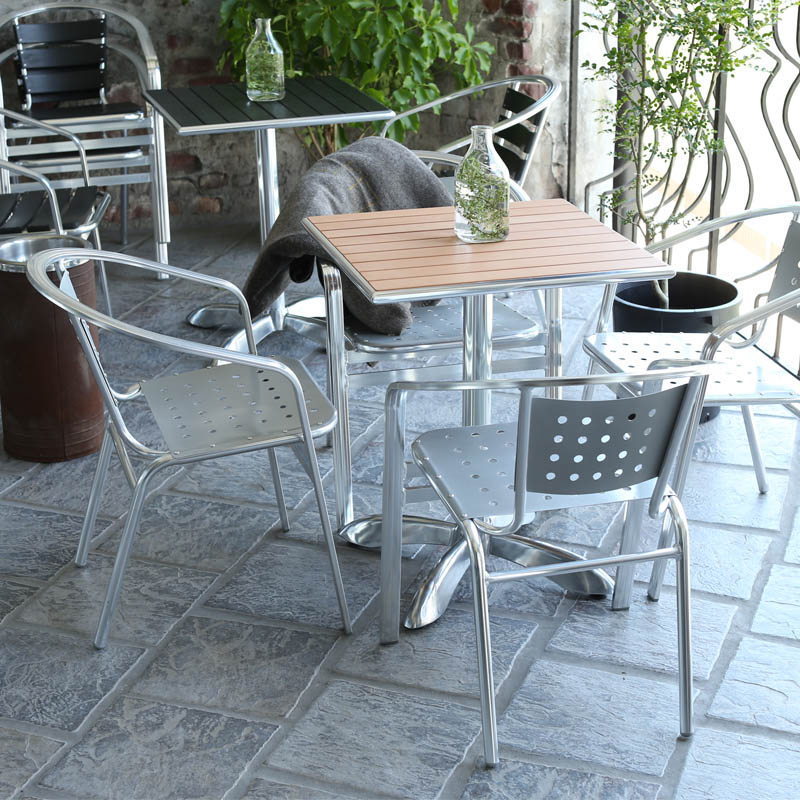 DULTON ONLINE SHOP | ALUMINUM CAFE TABLE SQUARE LIGHT BROWN(LIGHT