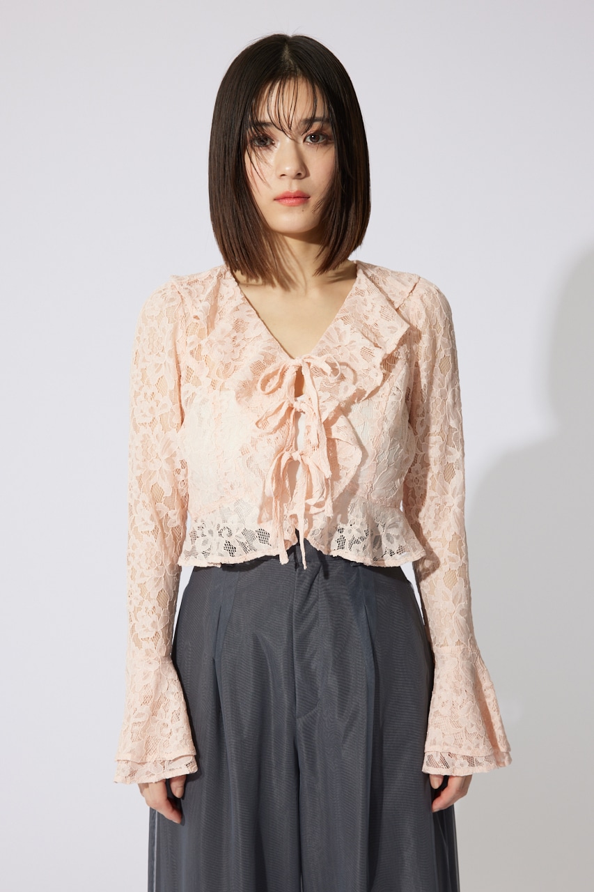 rienda | フロントフリル2WAYレースブラウス (シャツ・ブラウス
