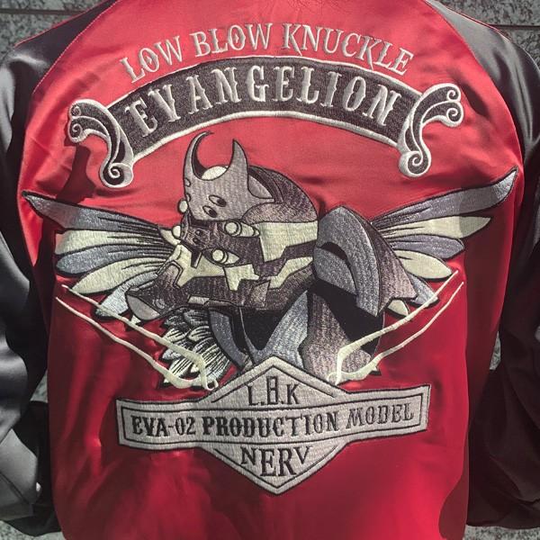 EVAxLOW BLOW KNUCKLE】ウィング2号機 総刺繍スカジャン/ワイン